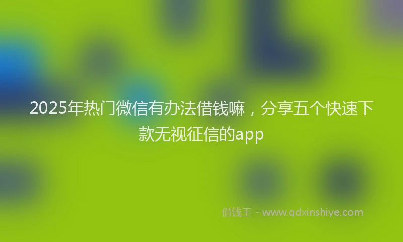 2025年热门微信有办法借钱嘛，分享五个快速下款无视征信的app
