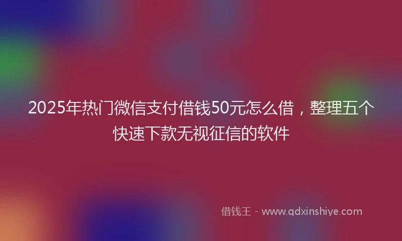 2025年热门微信支付借钱50元怎么借，整理五个快速下款无视征信的软件