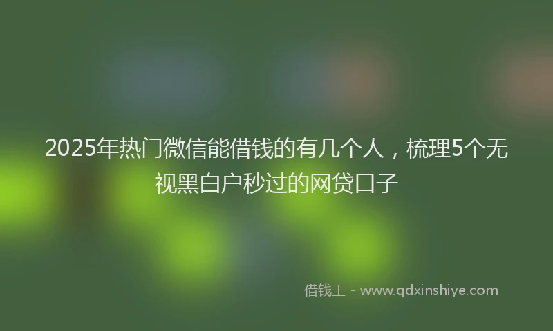 2025年热门微信能借钱的有几个人，梳理5个无视黑白户秒过的网贷口子
