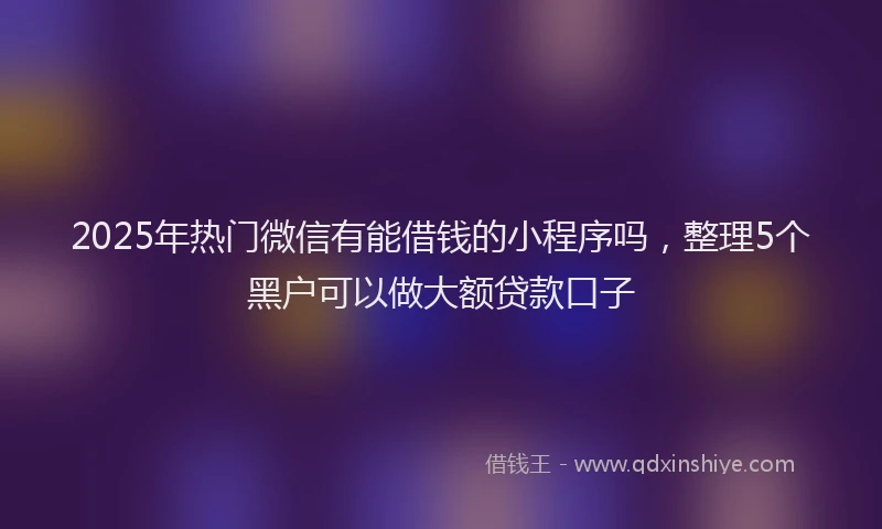 2025年热门微信有能借钱的小程序吗，整理5个黑户可以做大额贷款口子