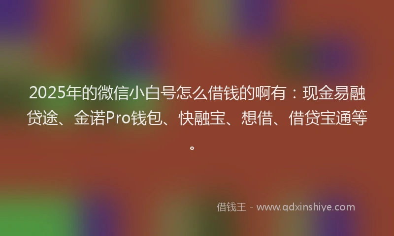 2025年的微信小白号怎么借钱的啊有：现金易融贷途、金诺Pro钱包、快融宝、想借、借贷宝通等。