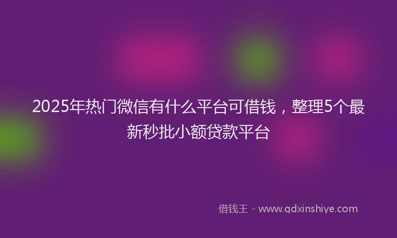 2025年热门微信有什么平台可借钱，整理5个最新秒批小额贷款平台