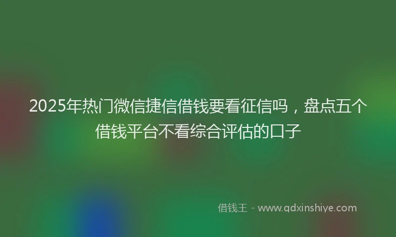 2025年热门微信捷信借钱要看征信吗，盘点五个借钱平台不看综合评估的口子