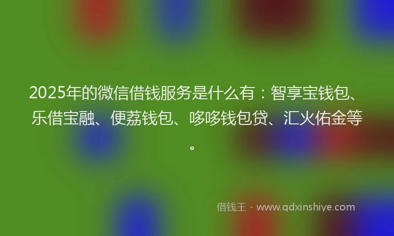 2025年的微信借钱服务是什么有：智享宝钱包、乐借宝融、便荔钱包、哆哆钱包贷、汇火佑金等。