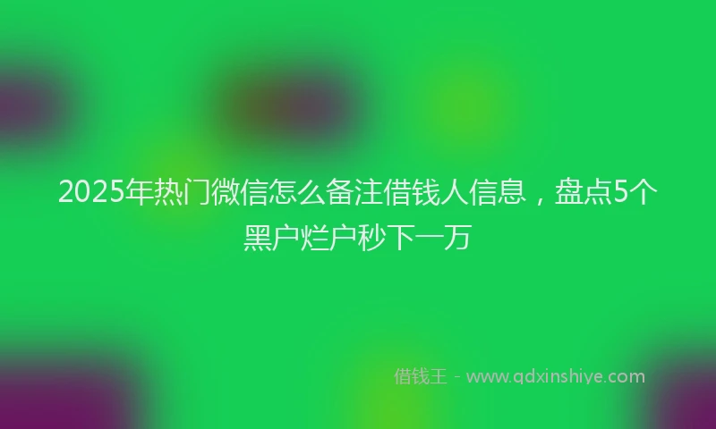 2025年热门微信怎么备注借钱人信息，盘点5个黑户烂户秒下一万