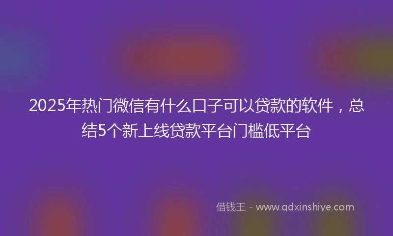 2025年热门微信有什么口子可以贷款的软件，总结5个新上线贷款平台门槛低平台