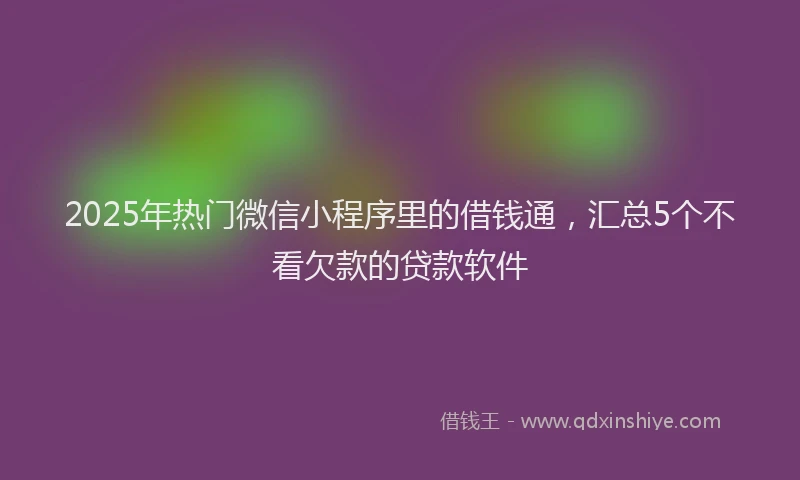 2025年热门微信小程序里的借钱通，汇总5个不看欠款的贷款软件