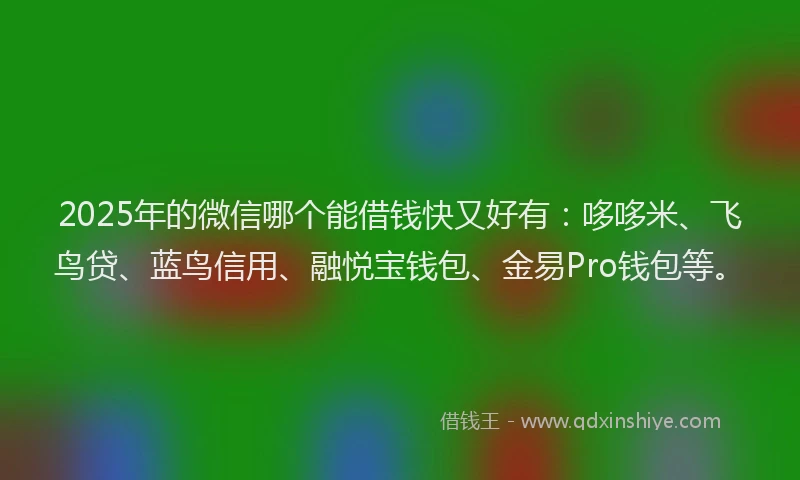 2025年的微信哪个能借钱快又好有：哆哆米、飞鸟贷、蓝鸟信用、融悦宝钱包、金易Pro钱包等。