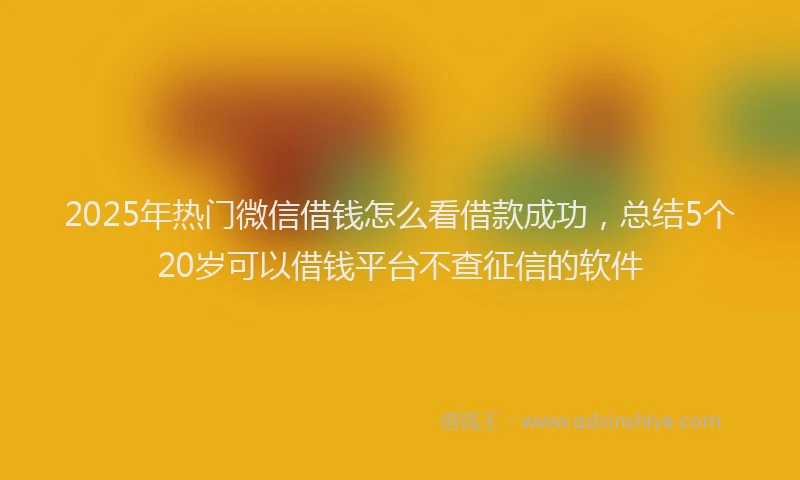 2025年热门微信借钱怎么看借款成功，总结5个20岁可以借钱平台不查征信的软件
