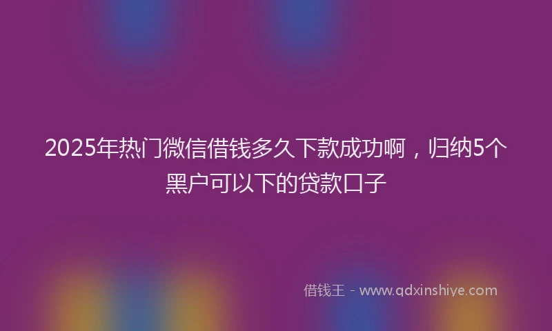 2025年热门微信借钱多久下款成功啊，归纳5个黑户可以下的贷款口子