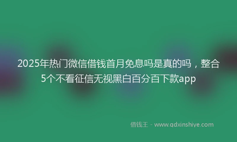 2025年热门微信借钱首月免息吗是真的吗，整合5个不看征信无视黑白百分百下款app