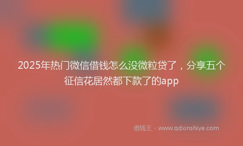 2025年热门微信借钱怎么没微粒贷了，分享五个征信花居然都下款了的app