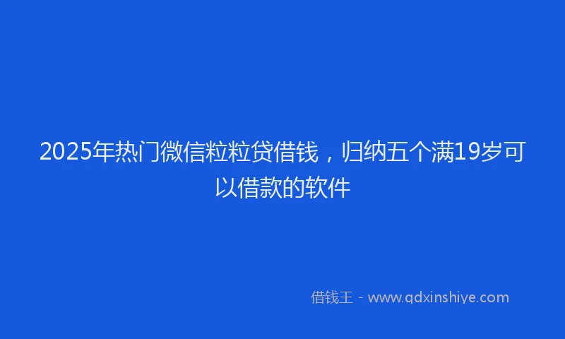 2025年热门微信粒粒贷借钱，归纳五个满19岁可以借款的软件