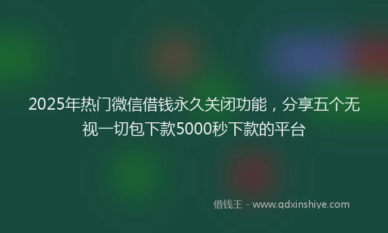 2025年热门微信借钱永久关闭功能，分享五个无视一切包下款5000秒下款的平台