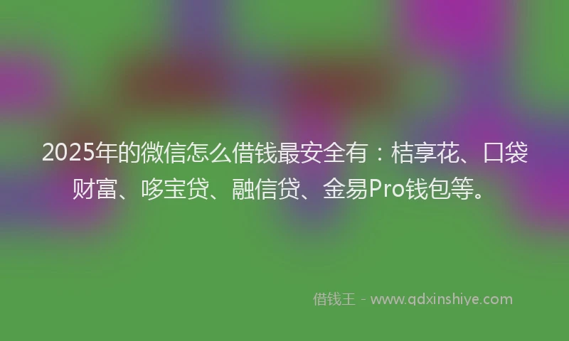 2025年的微信怎么借钱最安全有：桔享花、口袋财富、哆宝贷、融信贷、金易Pro钱包等。