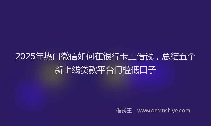2025年热门微信如何在银行卡上借钱，总结五个新上线贷款平台门槛低口子
