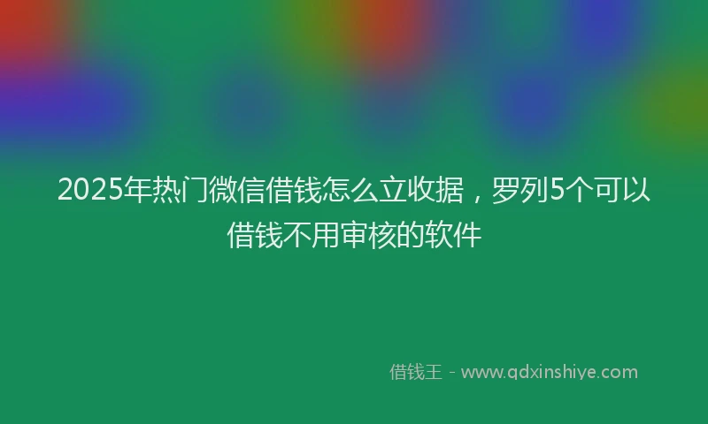 2025年热门微信借钱怎么立收据，罗列5个可以借钱不用审核的软件