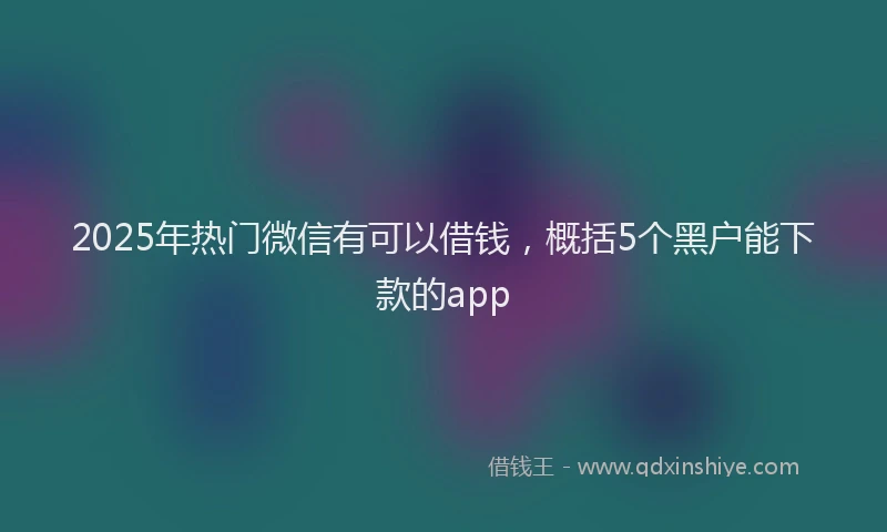 2025年热门微信有可以借钱，概括5个黑户能下款的app