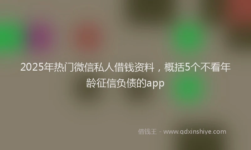 2025年热门微信私人借钱资料，概括5个不看年龄征信负债的app