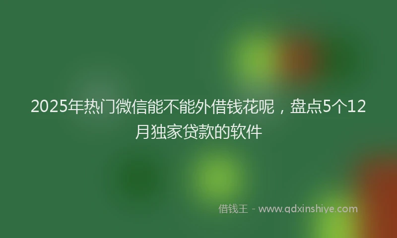 2025年热门微信能不能外借钱花呢，盘点5个12月独家贷款的软件