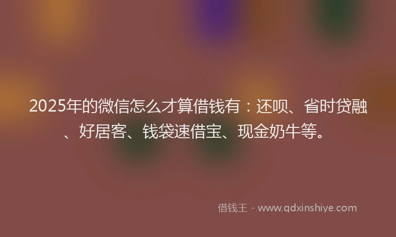 2025年的微信怎么才算借钱有：还呗、省时贷融、好居客、钱袋速借宝、现金奶牛等。