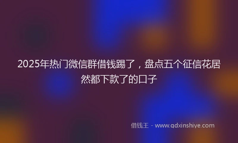 2025年热门微信群借钱踢了，盘点五个征信花居然都下款了的口子