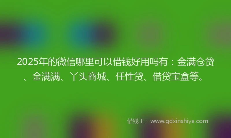 2025年的微信哪里可以借钱好用吗有：金满仓贷、金满满、丫头商城、任性贷、借贷宝盒等。