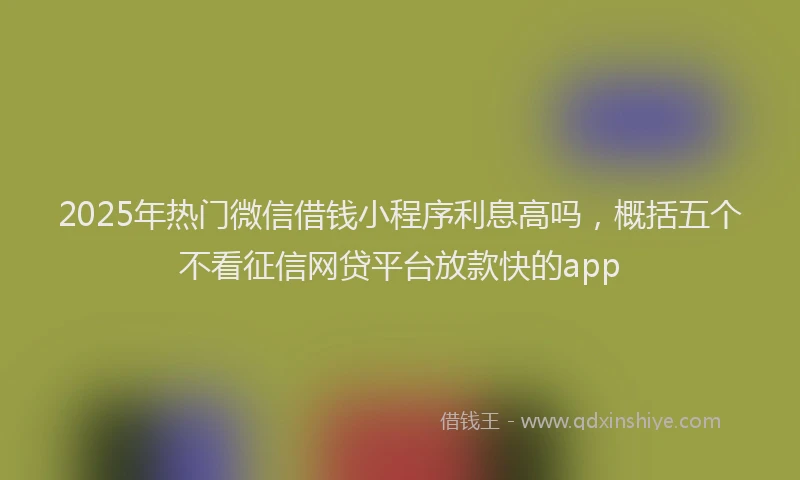 2025年热门微信借钱小程序利息高吗，概括五个不看征信网贷平台放款快的app