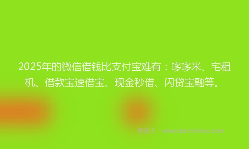 2025年的微信借钱比支付宝难有：哆哆米、宅租机、借款宝速借宝、现金秒借、闪贷宝融等。