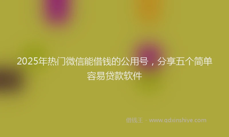 2025年热门微信能借钱的公用号，分享五个简单容易贷款软件