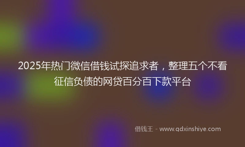 2025年热门微信借钱试探追求者，整理五个不看征信负债的网贷百分百下款平台