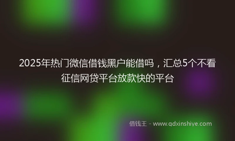 2025年热门微信借钱黑户能借吗，汇总5个不看征信网贷平台放款快的平台
