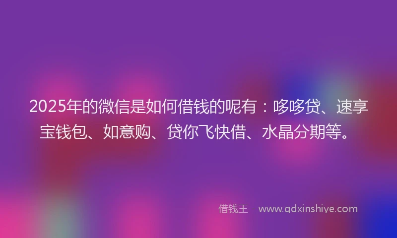 2025年的微信是如何借钱的呢有：哆哆贷、速享宝钱包、如意购、贷你飞快借、水晶分期等。