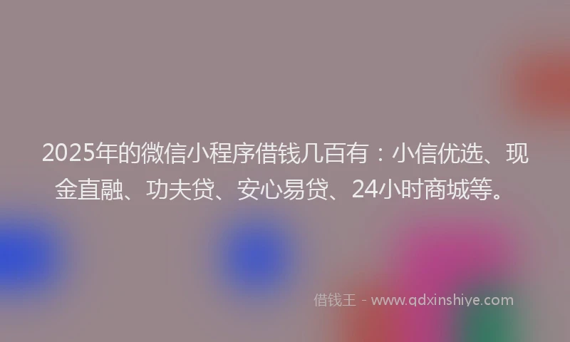 2025年的微信小程序借钱几百有：小信优选、现金直融、功夫贷、安心易贷、24小时商城等。