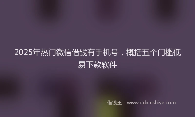 2025年热门微信借钱有手机号，概括五个门槛低易下款软件