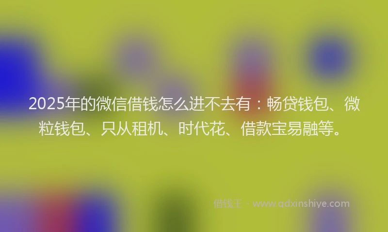 2025年的微信借钱怎么进不去有：畅贷钱包、微粒钱包、只从租机、时代花、借款宝易融等。