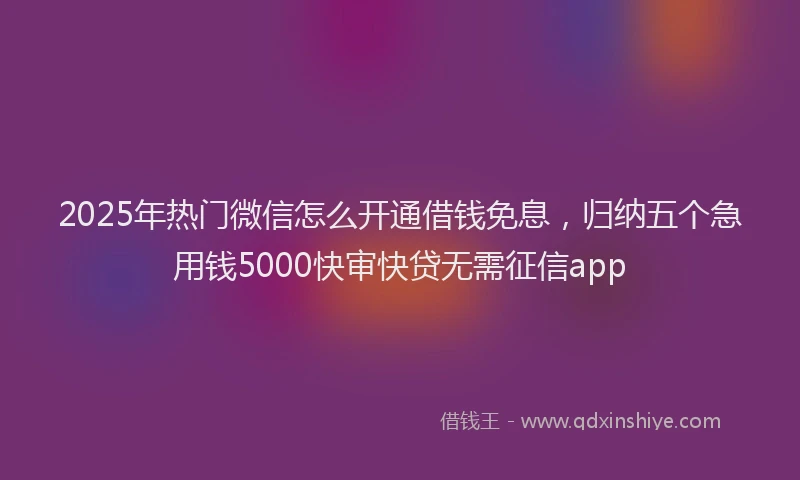 2025年热门微信怎么开通借钱免息，归纳五个急用钱5000快审快贷无需征信app