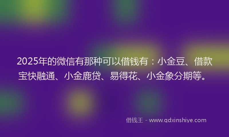 2025年的微信有那种可以借钱有：小金豆、借款宝快融通、小金鹿贷、易得花、小金象分期等。