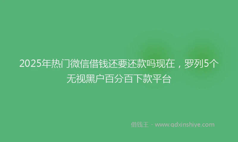 2025年热门微信借钱还要还款吗现在，罗列5个无视黑户百分百下款平台