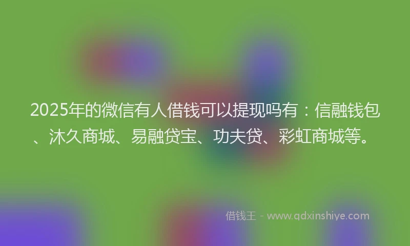 2025年的微信有人借钱可以提现吗有：信融钱包、沐久商城、易融贷宝、功夫贷、彩虹商城等。