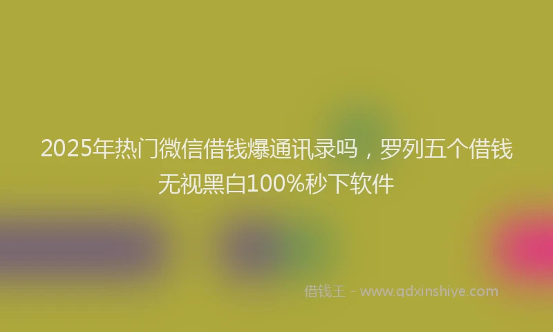 2025年热门微信借钱爆通讯录吗，罗列五个借钱无视黑白100%秒下软件