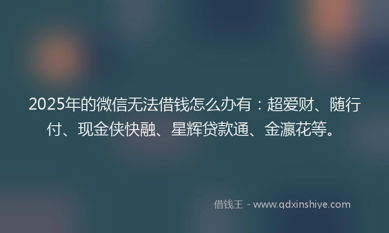 2025年的微信无法借钱怎么办有：超爱财、随行付、现金侠快融、星辉贷款通、金瀛花等。
