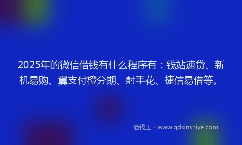 2025年的微信借钱有什么程序有：钱站速贷、新机易购、翼支付橙分期、射手花、捷信易借等。