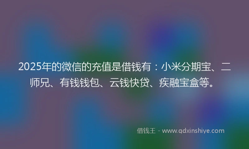 2025年的微信的充值是借钱有：小米分期宝、二师兄、有钱钱包、云钱快贷、疾融宝盒等。