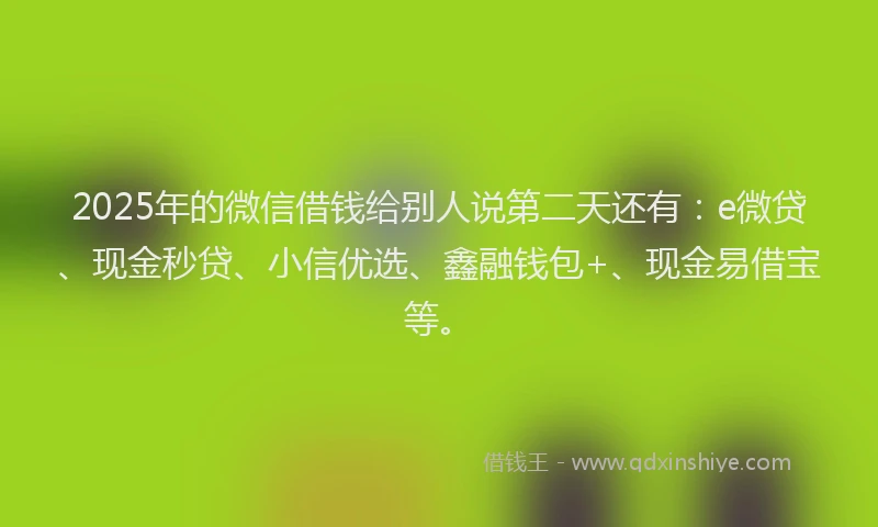 2025年的微信借钱给别人说第二天还有：e微贷、现金秒贷、小信优选、鑫融钱包+、现金易借宝等。