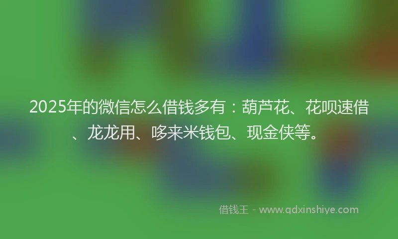 2025年的微信怎么借钱多有：葫芦花、花呗速借、龙龙用、哆来米钱包、现金侠等。