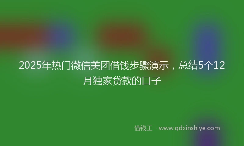 2025年热门微信美团借钱步骤演示，总结5个12月独家贷款的口子