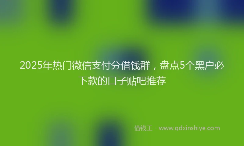 2025年热门微信支付分借钱群，盘点5个黑户必下款的口子贴吧推荐