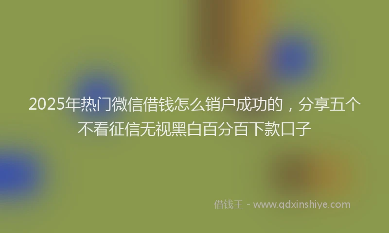 2025年热门微信借钱怎么销户成功的，分享五个不看征信无视黑白百分百下款口子