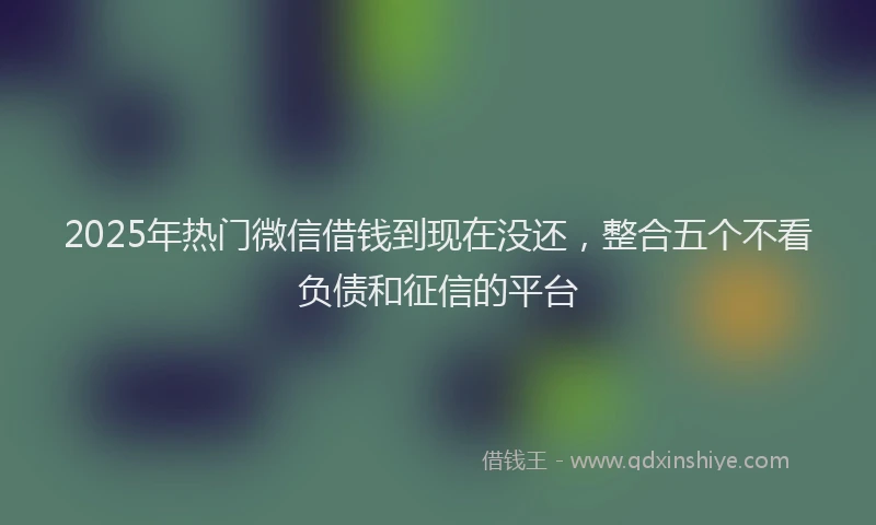 2025年热门微信借钱到现在没还，整合五个不看负债和征信的平台
